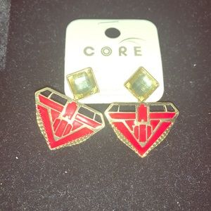 Red and Gold tribal earrings